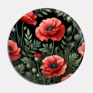 Red Poppy Flower Pin