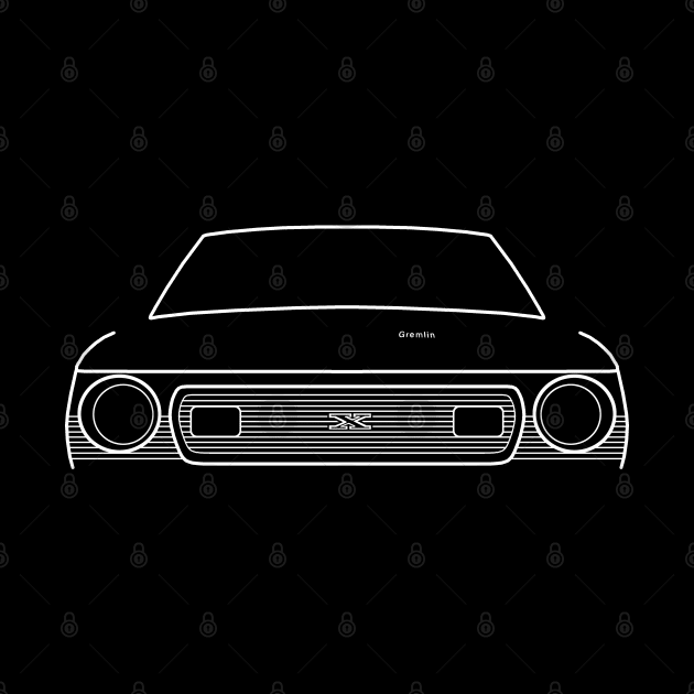 AMC Gremlin 1970s classic car white outline graphic by soitwouldseem