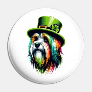 Havanese Portrait Celebrating Saint Patrick's Day Pin