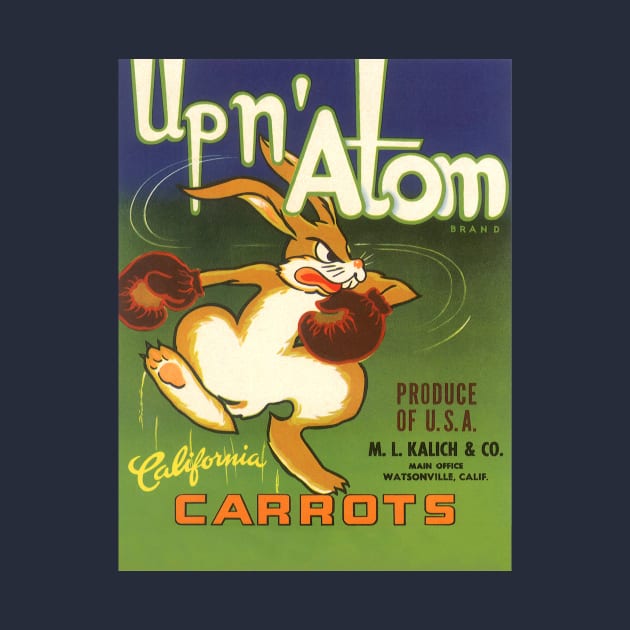 Vintage Up n' Atom Carrots Fruit Crate Label by MasterpieceCafe