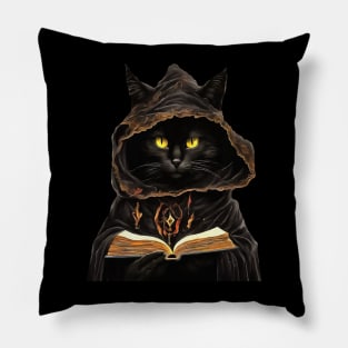 Halloween Cat Reading Preys Anatomy Spell List Pillow