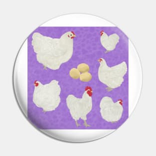 White Orpington Chicken Purple Pin