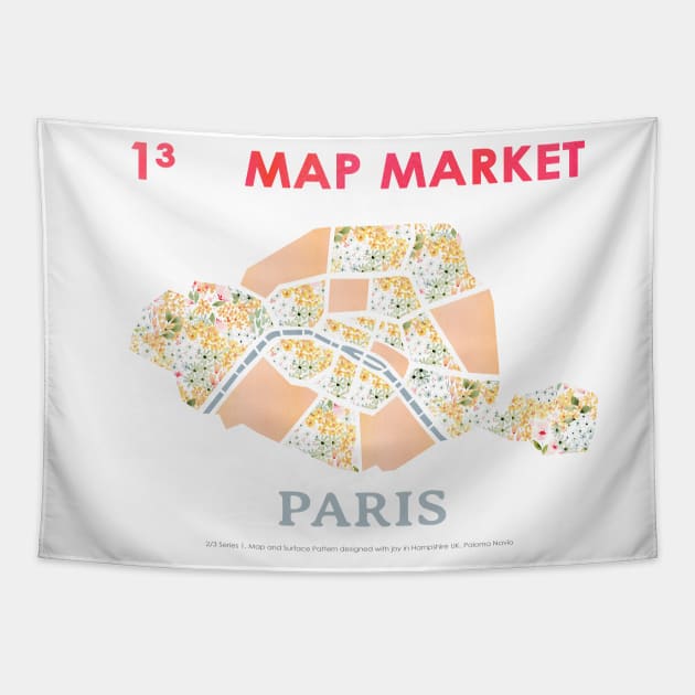 Paris Map - Full Size Tapestry by Paloma Navio