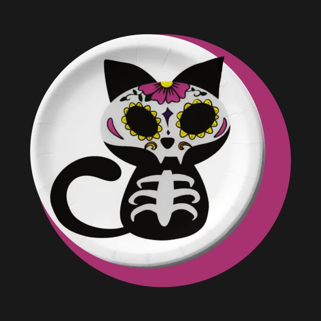 Sugar Skull Cat Full Moon Series by dcohea