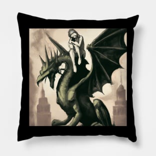 Alone Girl With A Dragon - Dragon Friend Pillow