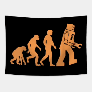 Prehistoric Ape to Monkey to Man to Robot Evolution Tapestry