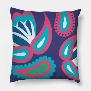 seamless pattern with leaves and flowers paisley style Pillow