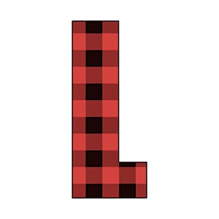 Letter L Monogram Red and Black Buffalo Plaid/Check T-Shirt