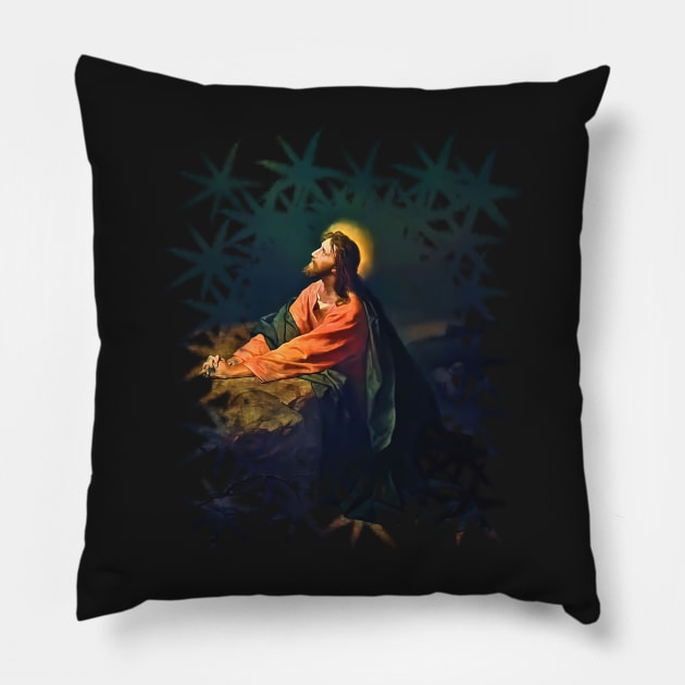 Jesus Gethsemane Agony in the Garden  Passion of Christ Crucifixion Crucifix Cross Catholic Hofmann Pillow by hispanicworld