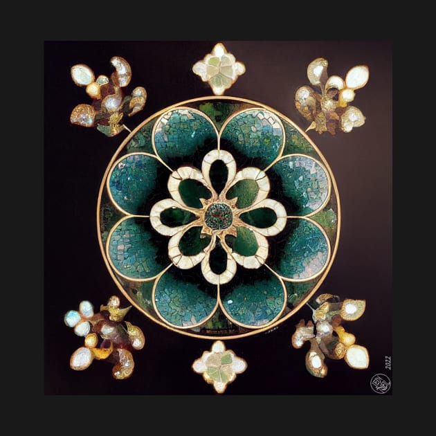 Jade Flower and Gold Leaf Mosaic Inlay by JediNeil