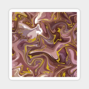 Dusty Rose and Purple with Gold Silk Marble - Purple, Pink, Beige Liquid Paint Pattern Magnet