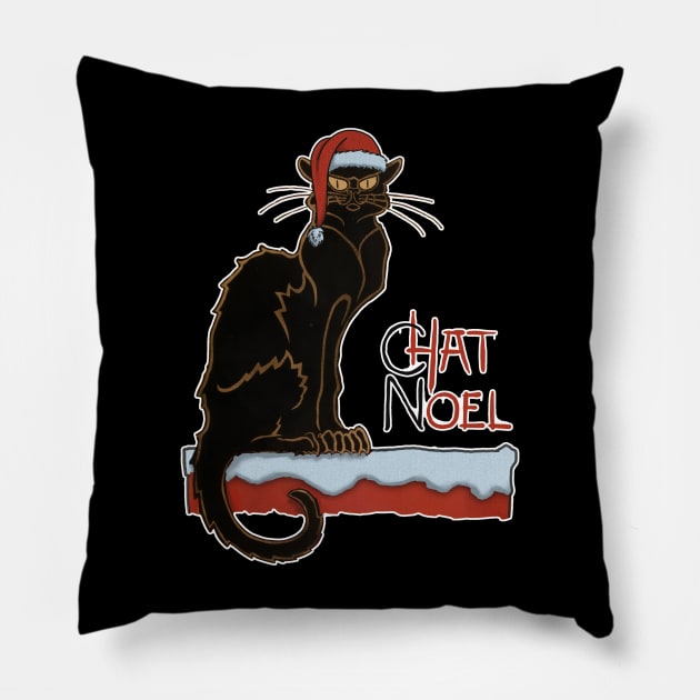 Chat Noel- Funny Caberet Chat Noir Christmas Parody Pillow by IceTees