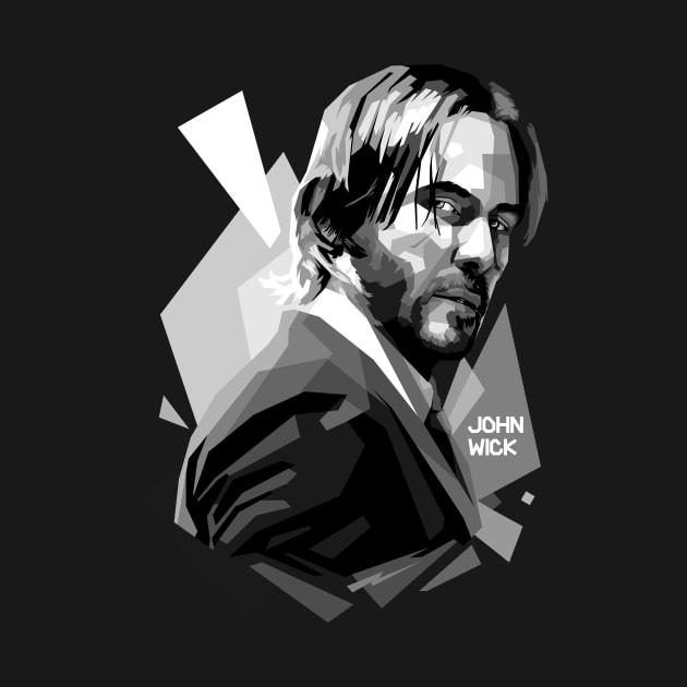 John Wick WPAP Black & White Style Illustration by godansz