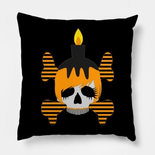 Skull with a Candle Pillow