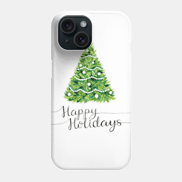 Happy Holidays Christmas tree Phone Case by Elizabeth Weglein Art