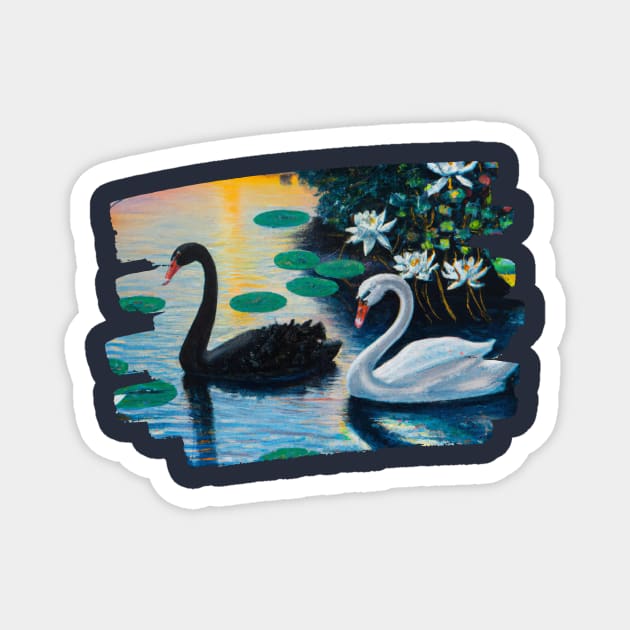 Black and White Swan Magnet by soulfulprintss8