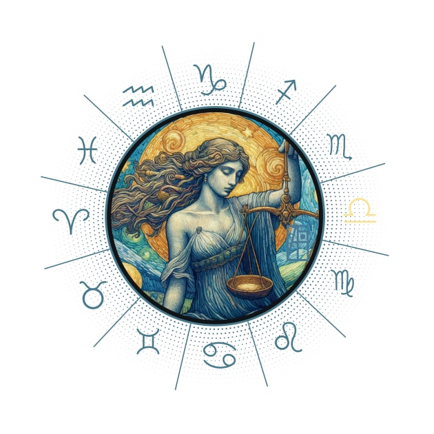 ZODIAC Libra - Astrological LIBRA - LIBRA - ZODIAC sign - Van Gogh style - 6 by ArtProjectShop