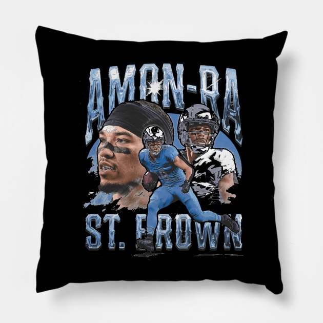 Amon-Ra St. Brown Detroit Vintage Pillow by ClarityMacaws