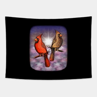 Red Cardinal bird cute red birds in love Tapestry