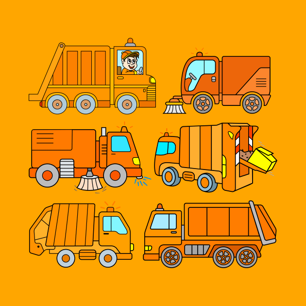 Trash Trucks Rubbish Collection for Kids by samshirts