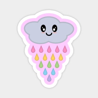 Kawaii Cute Raining Rainbow Rain Cloud in Pink Magnet