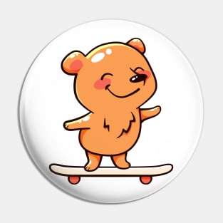 Bear on a skateboard Pin