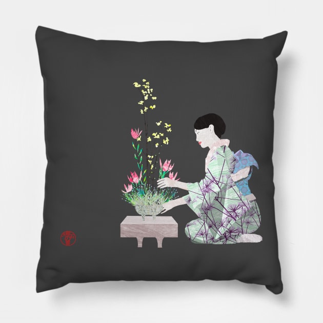 Ikebana the Japanese art of Ma Pillow by MarbleCloud