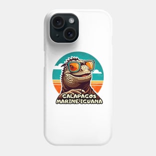 Funny Galapagos lizard enjoying summer retro vintage Phone Case