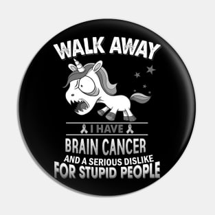 funny brain cancer grumpy unicorn warrior Pin