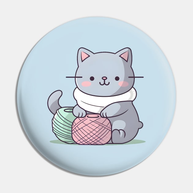 Gray Knitter Kitten Pin by Serene Simplicity