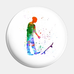 Man skateboard in watercolor Pin