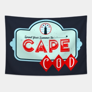 Spend Your Summer In Cape Cod Vintage Travel Billboard Tapestry