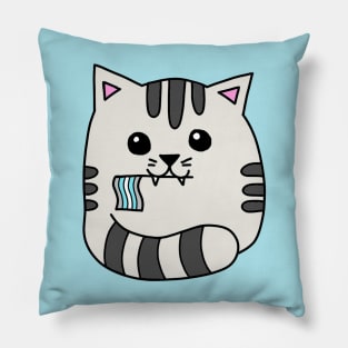 demiboy pride flag cat Pillow