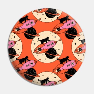 Space Walker Black Cat Pattern in orange Pin