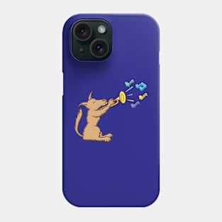 Terrier playing a bugle. Phone Case