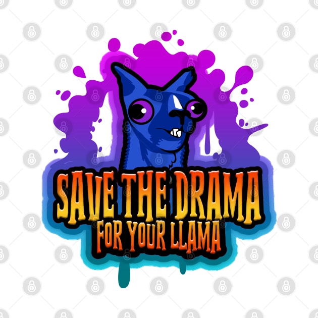 Save The Drama For Your Llama Splatter Blue by Shawnsonart