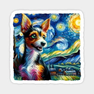 Starry Toy Fox Terrier Dog Portrait - Pet Portrait Magnet