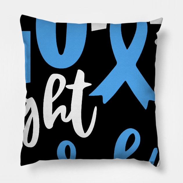 Football Tackle Go Fight Cure Trisomy 18 Awareness Light Blue Ribbon Warrior Support Pillow by celsaclaudio506