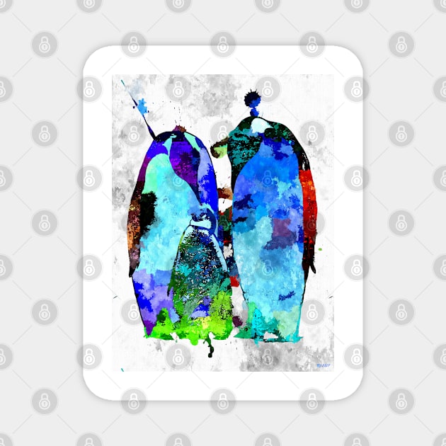 Penguin Family Grunge Magnet by danieljanda