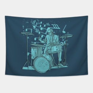 Vintage Jazz Drummer Illustration Tapestry