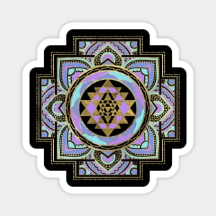 Golden Sri Yantra  / Sri Chakra in pastel lotus Magnet