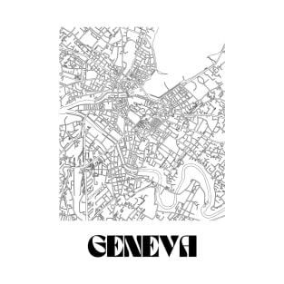 Retro Map of Geneva Switzerland Minimalist Line Drawing T-Shirt