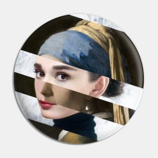 Poster Vermeer's "Girl with a Pearl Earring" & Audrey Hepburn Pin