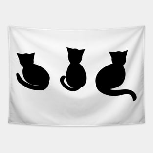 3 Black Cats Silhouette Tapestry