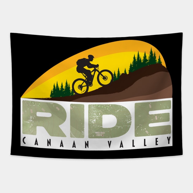 Ride - Canaan Valley Mountain Biking Tapestry by WearInTheWorld