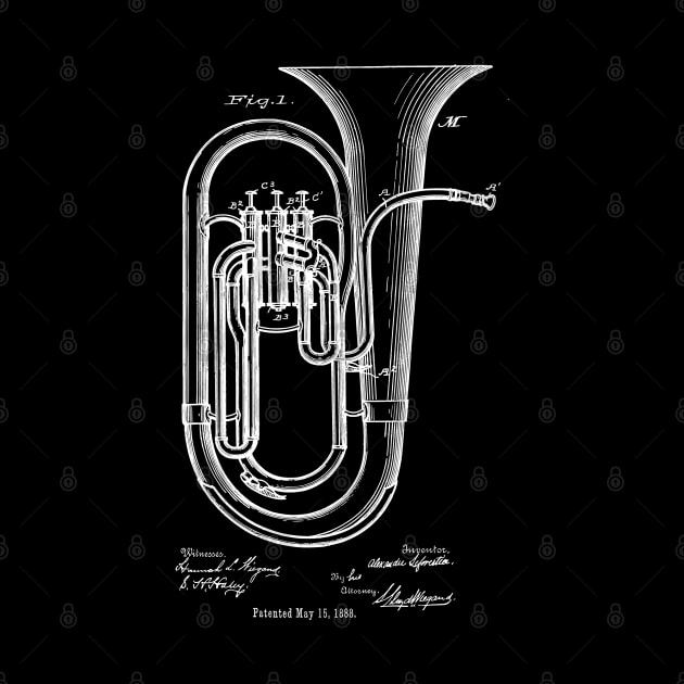 Tuba Player Gift 1888 Tuba Patent Print by MadebyDesign