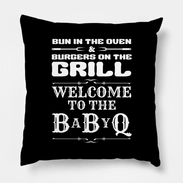 Bun in the oven burgers on the grill Pillow by All About Nerds