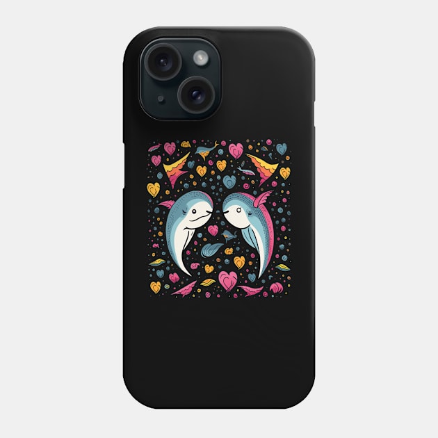 Narwhal Valentine Day Phone Case by JH Mart