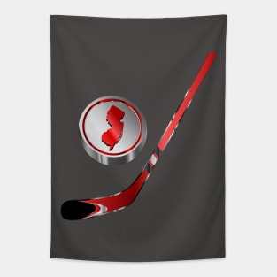 NHL - NJ Red Stick Silver White Red Puck Tapestry