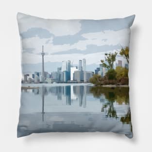 Toronto City View from the Island by Lake Ontario Pillow